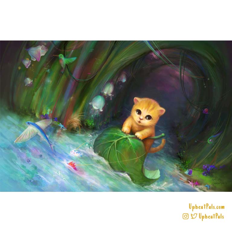 Kitten on Leaf Poster Print