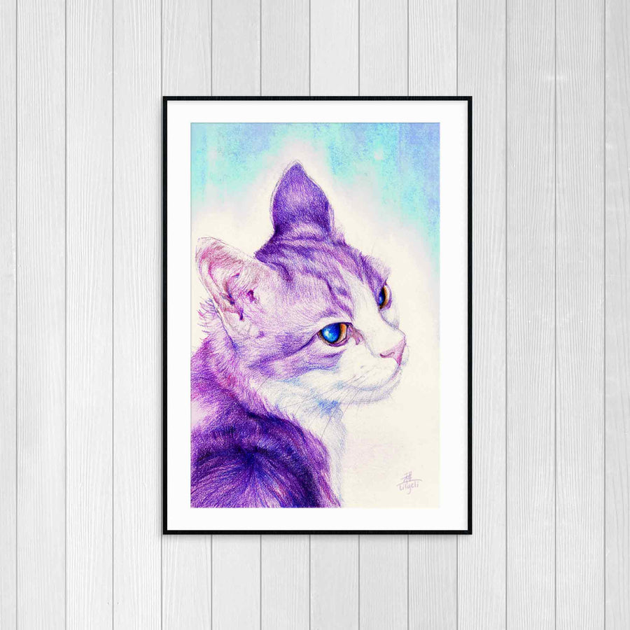 Purple Cat Poster Print