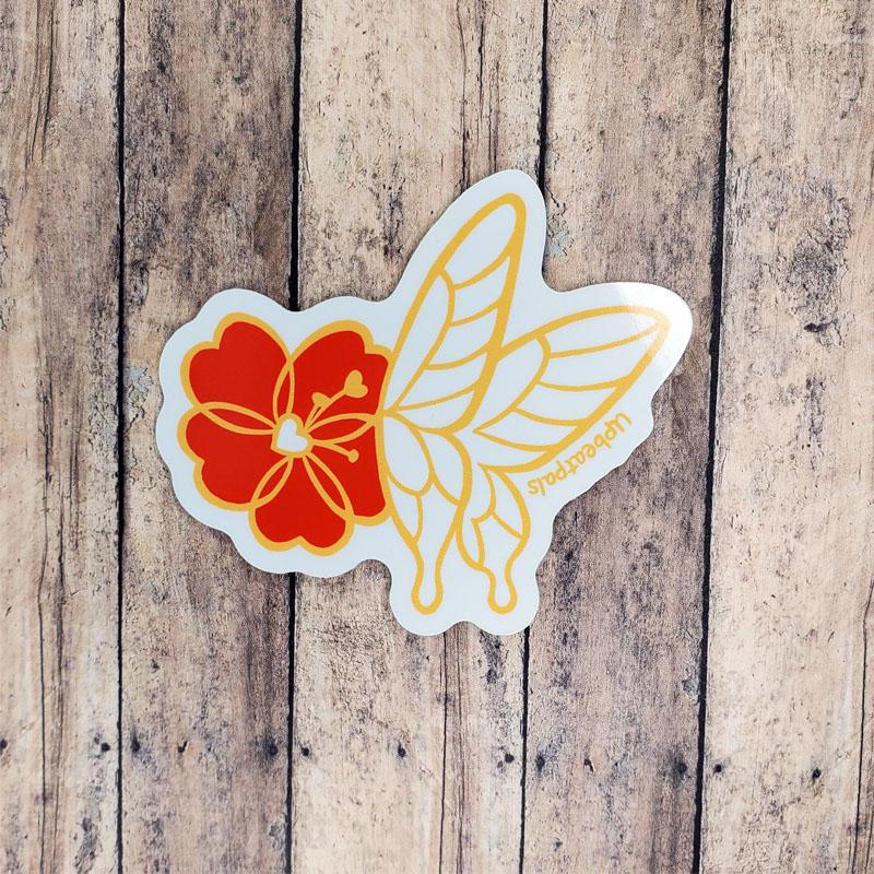 Butterfly Love Flower Sticker